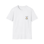 Personalised white T-shirt with “CHUFFED TO BITS” bird graphic and name “Mollie”.