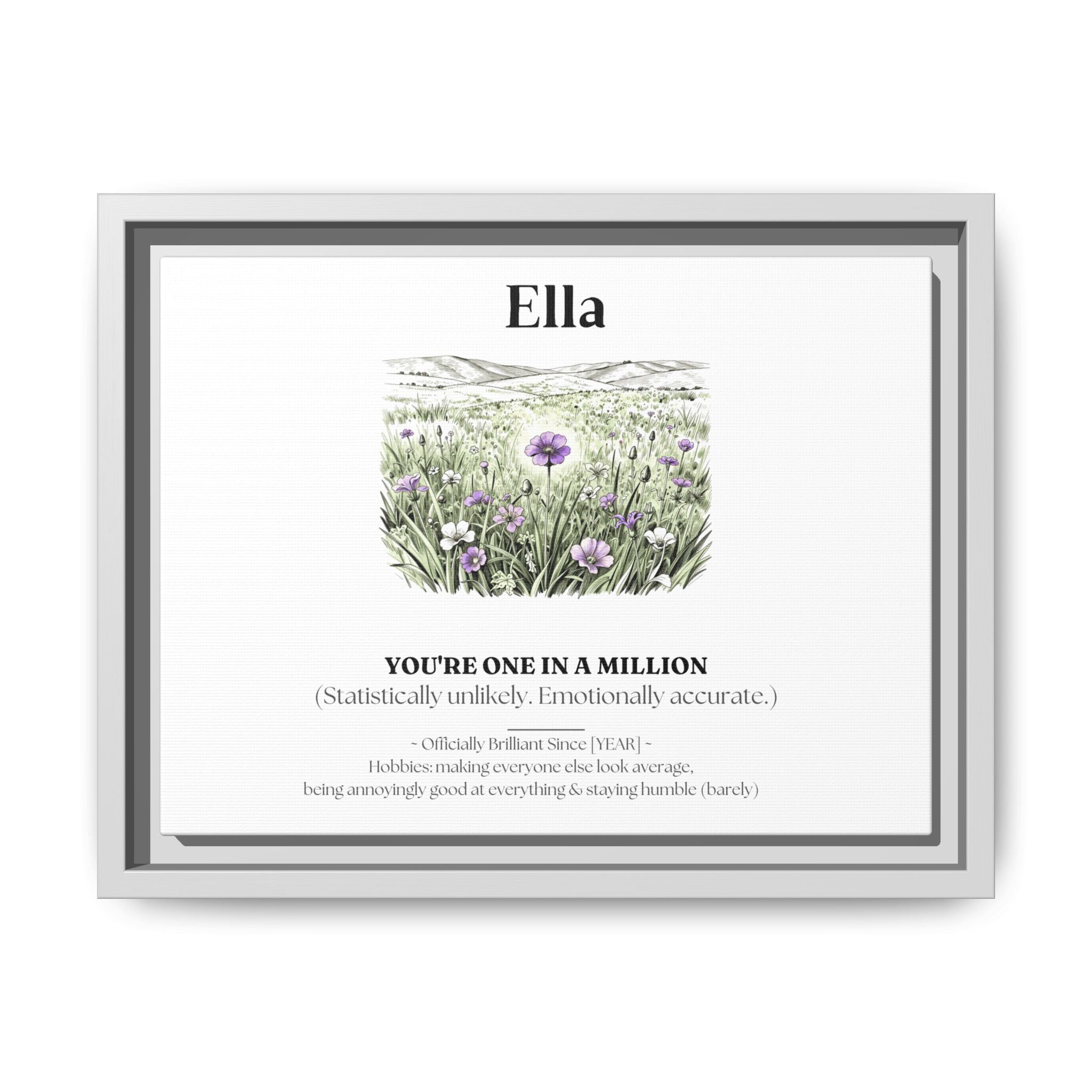 Personalised Wildflower Name Canvas Print — You're One in a Million - AlleyCrafters