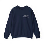 Navy birthday sweatshirt with 'a year wiser, a world kinder' print