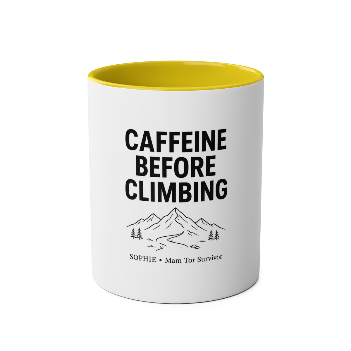 Personalised Climbing Mug – Caffeine Before Climbing