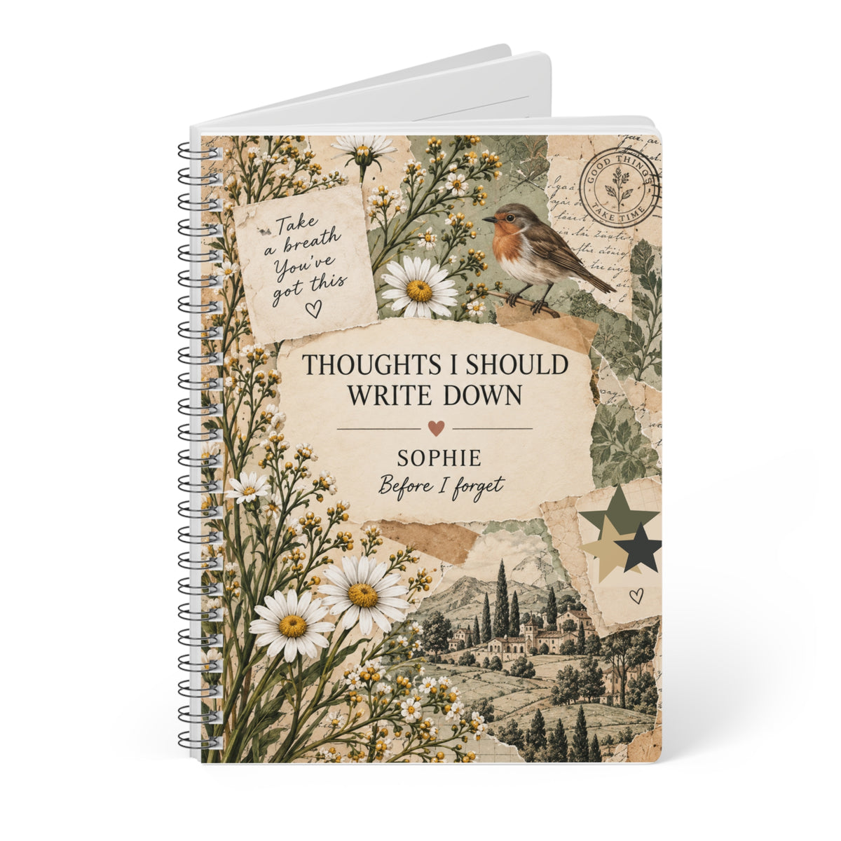 Thoughts I Should Write Down — Personalised A5 Floral Notebook