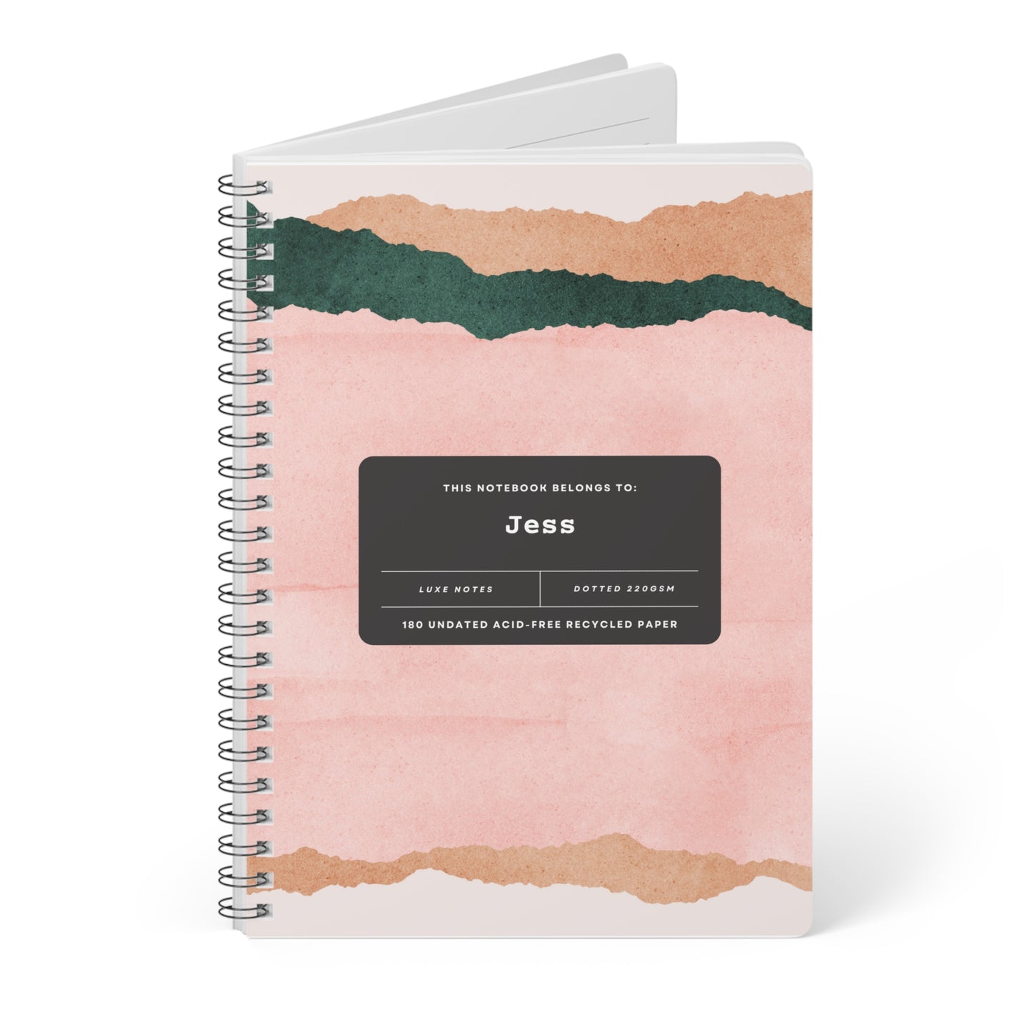 Luxe Premium Personalised A5 Notebook | Custom Name Watercolour Journal