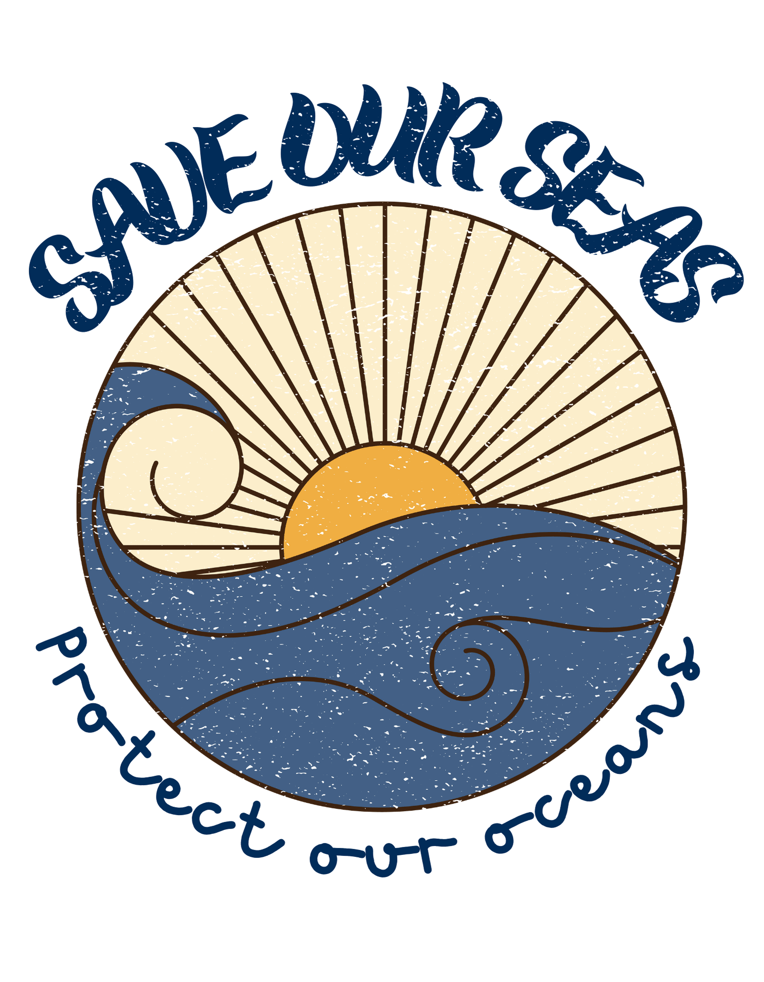 Save Our Seas T-Shirt | Retro Wave Ocean Conservation Tee UK - AlleyCrafters