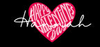 Heart-shaped Happy Valentine's Day mug design in pink and white on dark base