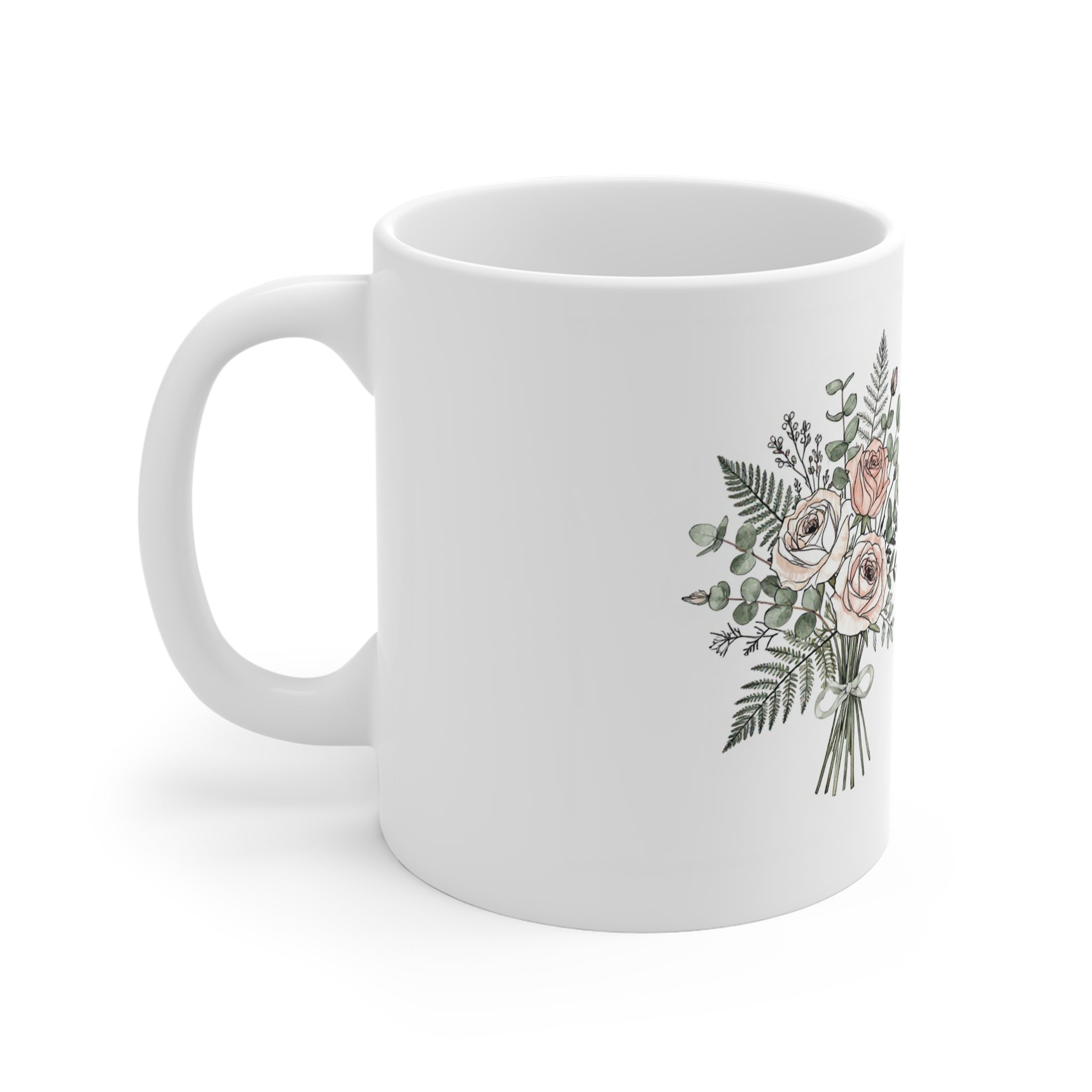Personalised Bridesmaid Thank You Mug — Floral Name & Date Coffee Cup