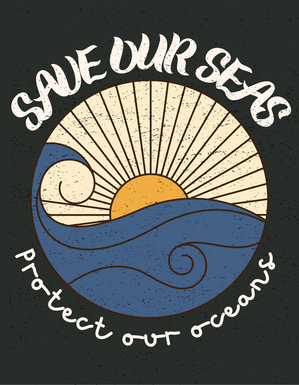Save Our Seas T-Shirt | Retro Wave Ocean Conservation Tee UK - AlleyCrafters