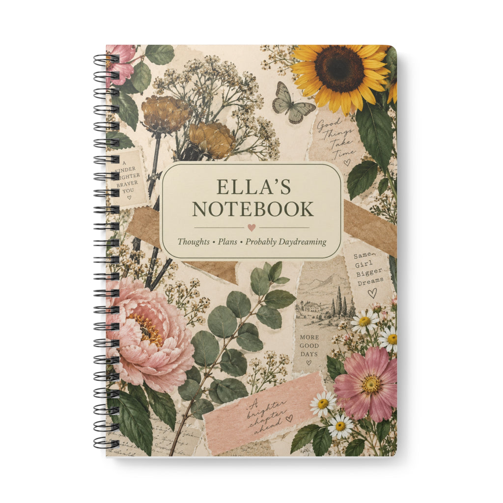 Ella's Notebook — Personalised Floral Vintage A5 Journal