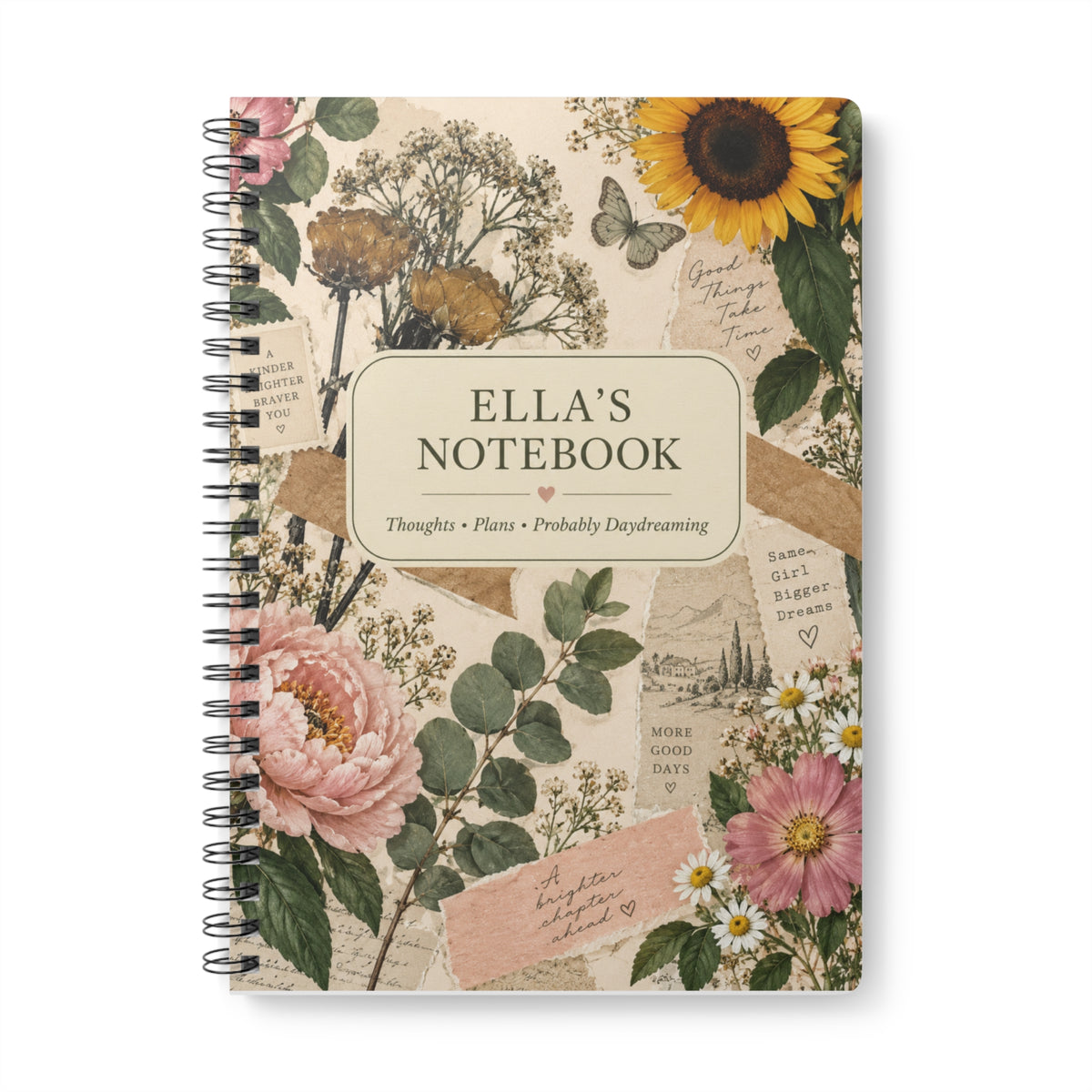 Ella's Notebook — Personalised Floral Vintage A5 Journal