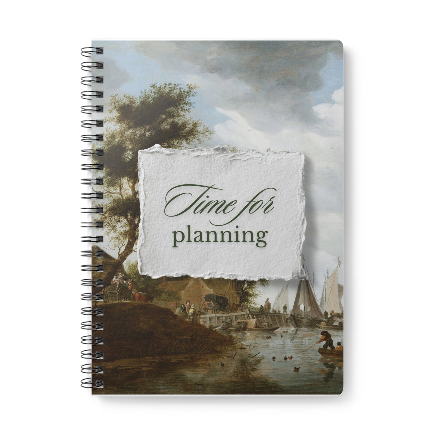 Time for Planning A5 Wirobound Notebook — Vintage Landscape Planner Journal