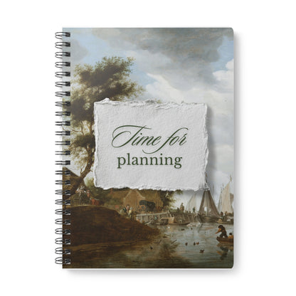 Time for Planning A5 Wirobound Notebook — Vintage Landscape Planner Journal