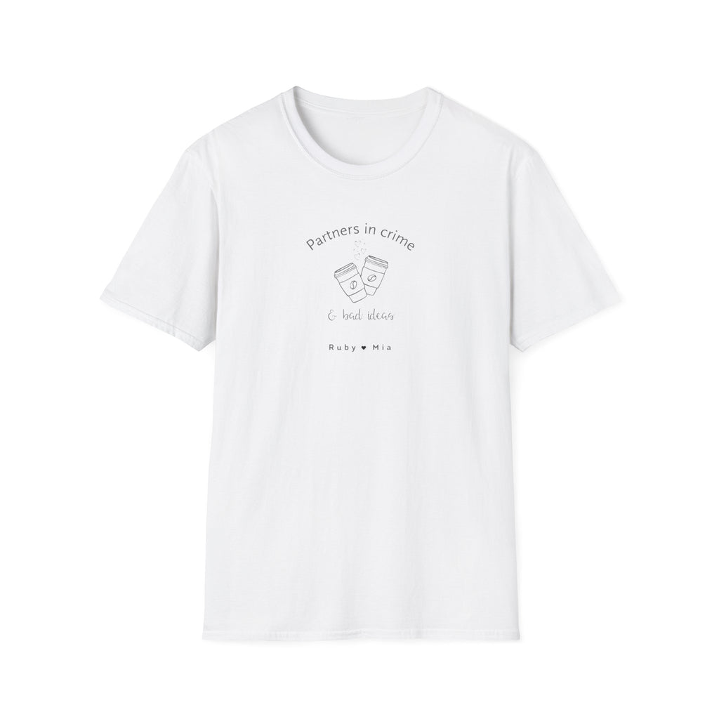 T-Shirt — "Partners in Crime & Bad Ideas" Coffee Friends Tee