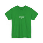 Bright green crew-neck T-shirt with small "Keep calm it’s my birthday" chest graphic
