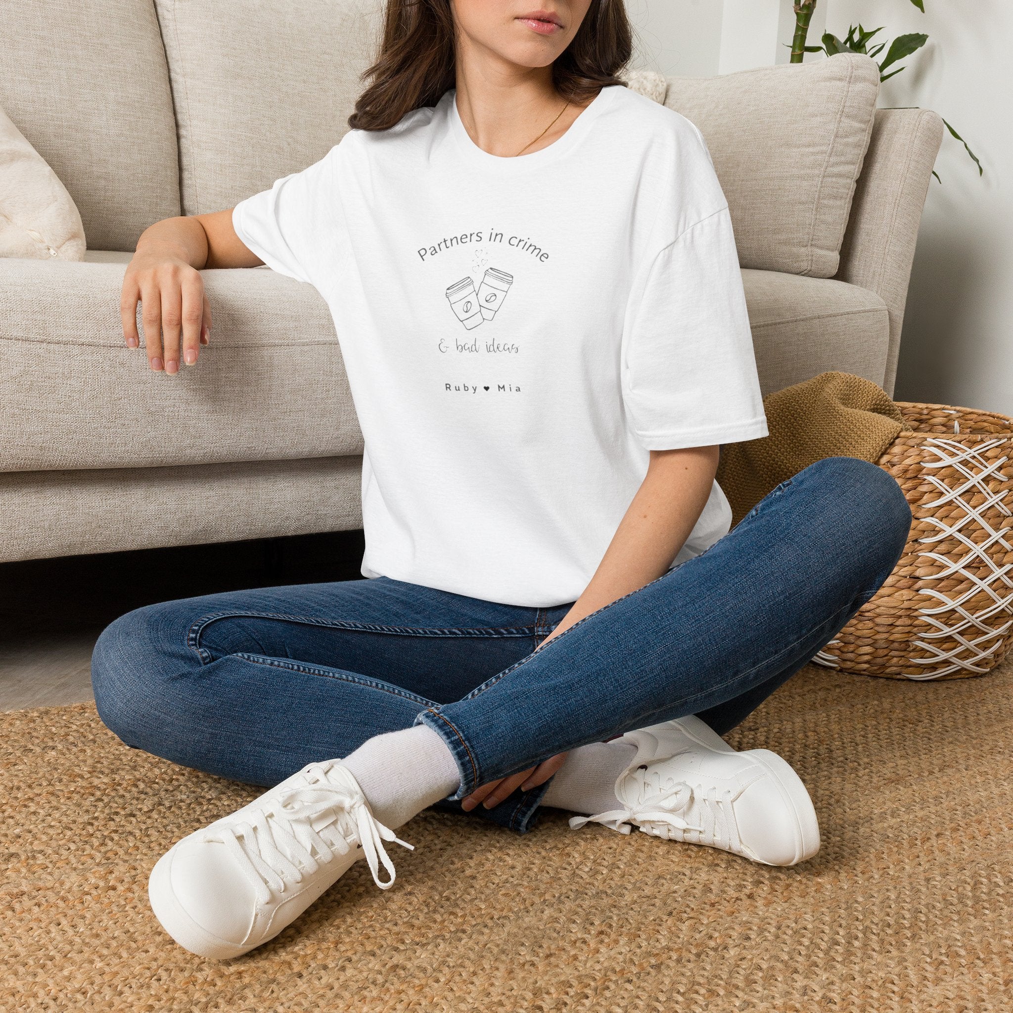 T-Shirt — "Partners in Crime & Bad Ideas" Coffee Friends Tee