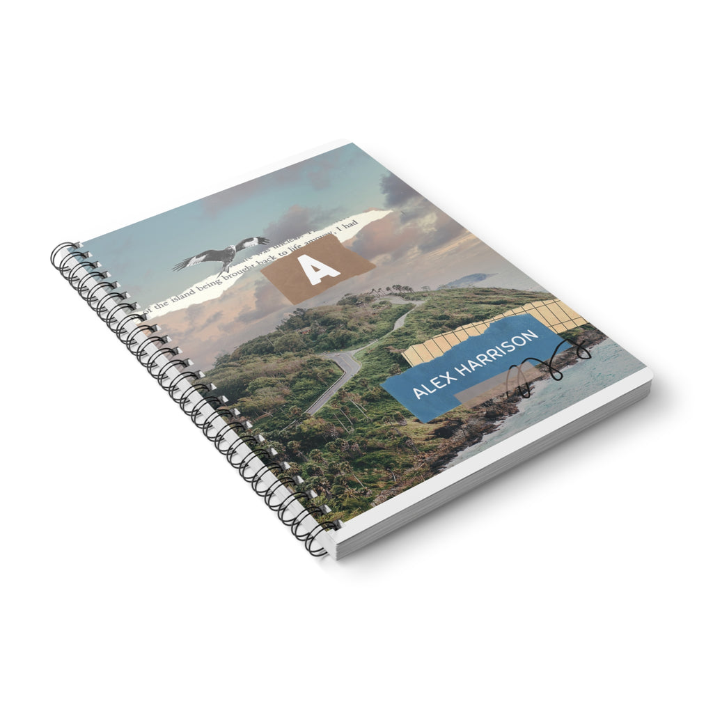Coastal Collage A5 Wirobound Notebook — Personalised Monogram & Name - AlleyCrafters