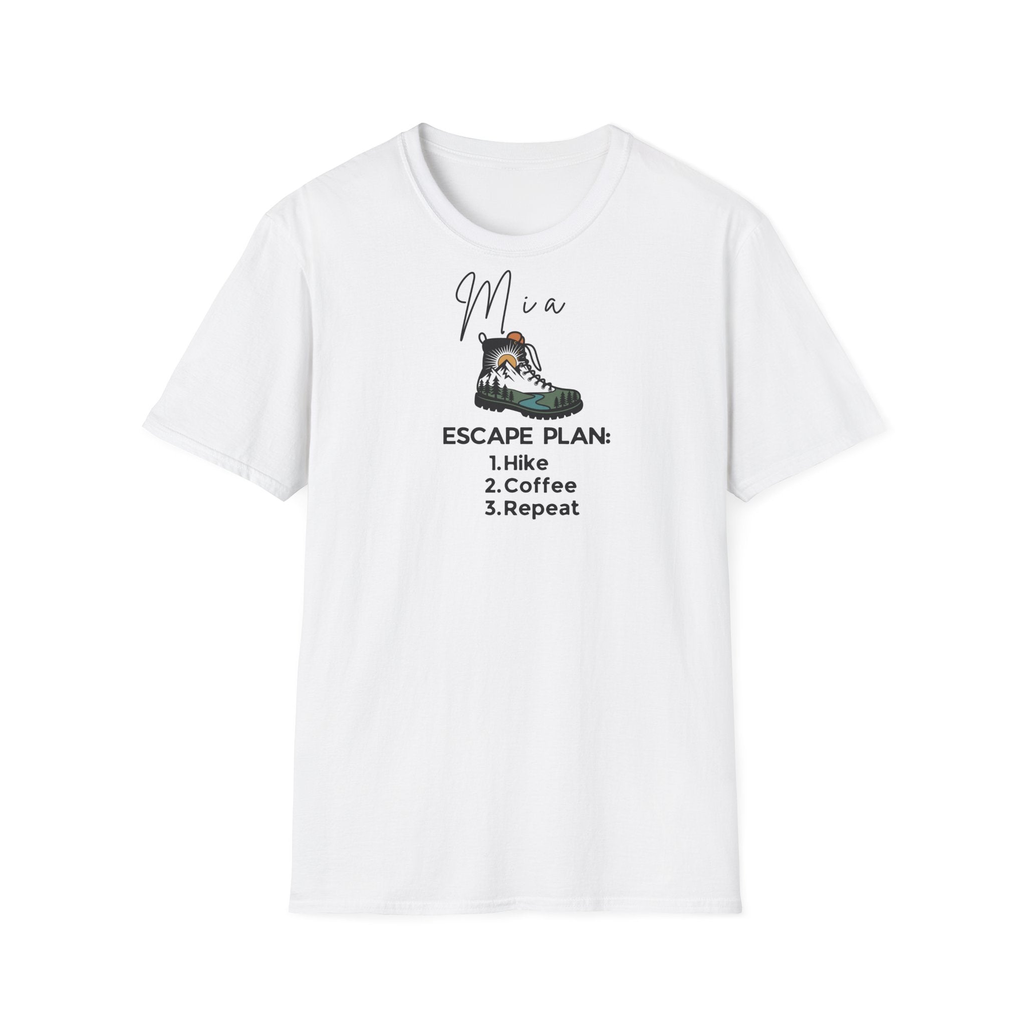 Personalised Hiking T-Shirt | Escape Plan: Hike, Coffee, Repeat