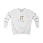 Kids sweatshirt, white crewneck with cat birthday dabbing graphic