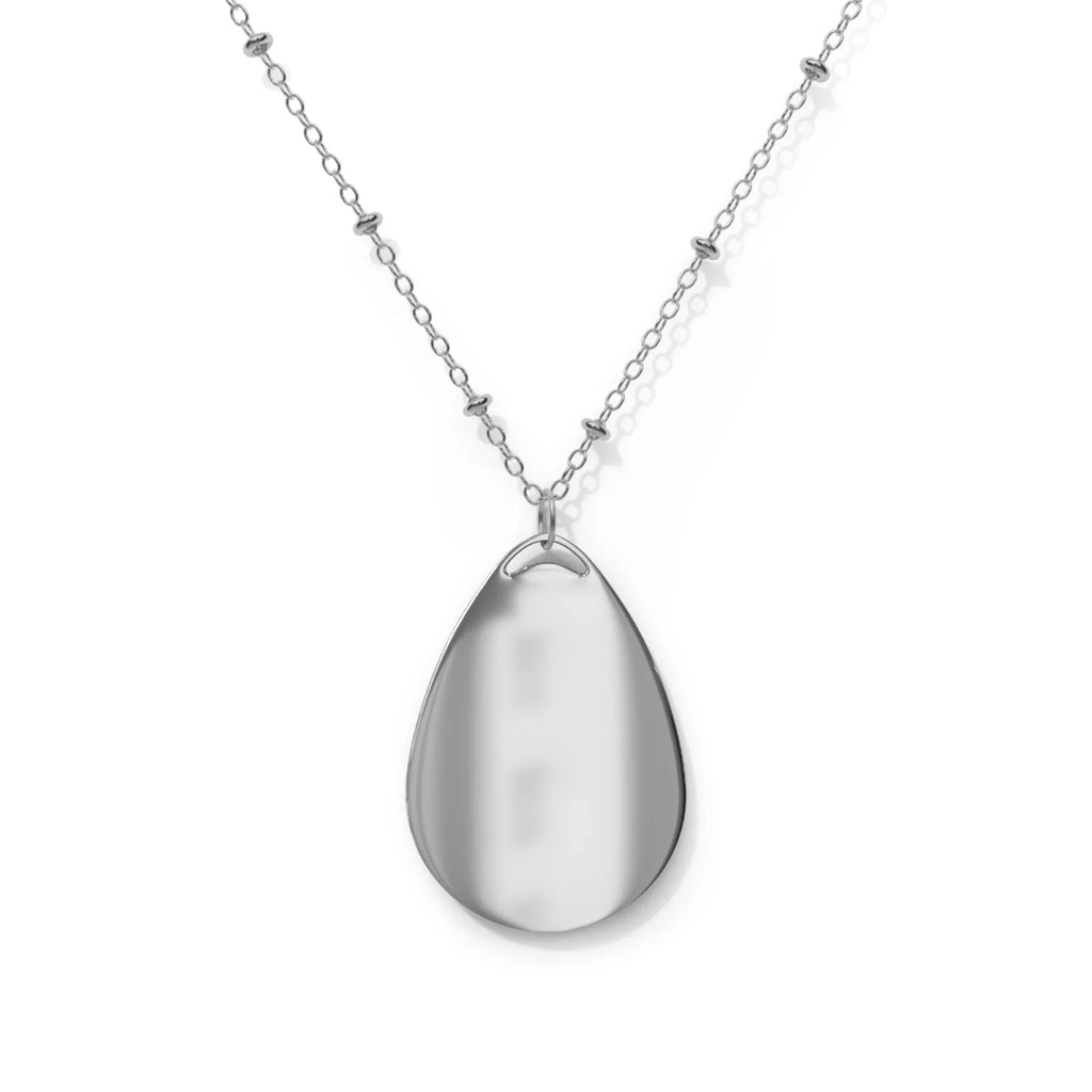 Silver oval pendant necklace with blank back pendant