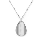 Silver oval pendant necklace with blank back pendant