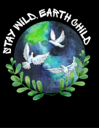 Kids sweatshirt on dark fabric with circular Earth birds graphic and green leaf wreath