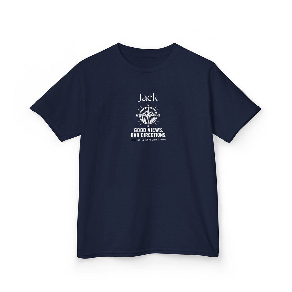 Kids' Adventure T-Shirt — Compass Design "Good Views, Bad Directions"