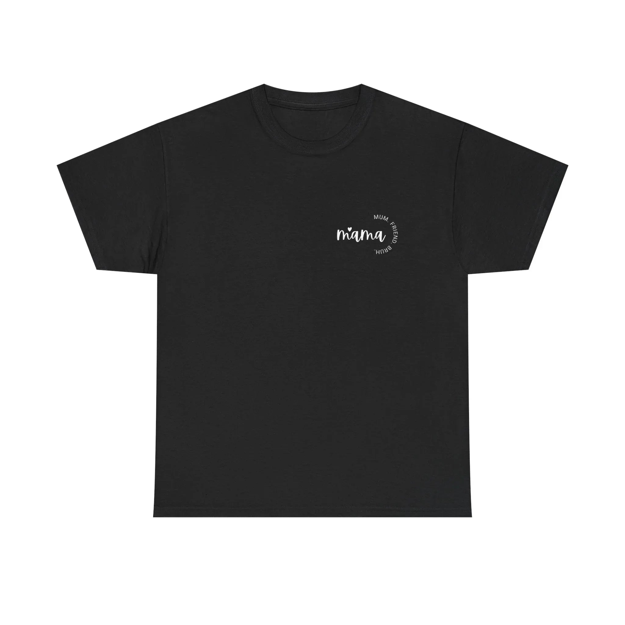 Black Mama T-shirt with small 'mama' logo on chest, crew neck, short sleeves