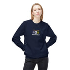 Navy funny dad joke sweatshirt with front graphic lettering