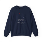 Navy personalised place name sweatshirt with 'meet me here' WHITBY and date