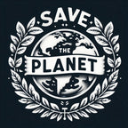 Save the Planet T-shirt emblem graphic with earth globe and wreath