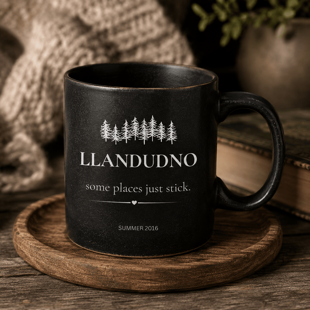 Personalised 'My Happy Place' Mug — Custom Location, Name & Year - AlleyCrafters