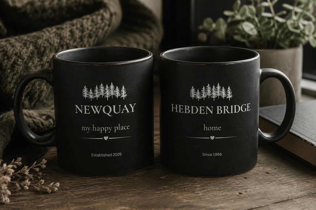 Personalised 'My Happy Place' Mug — Custom Location, Name & Year - AlleyCrafters