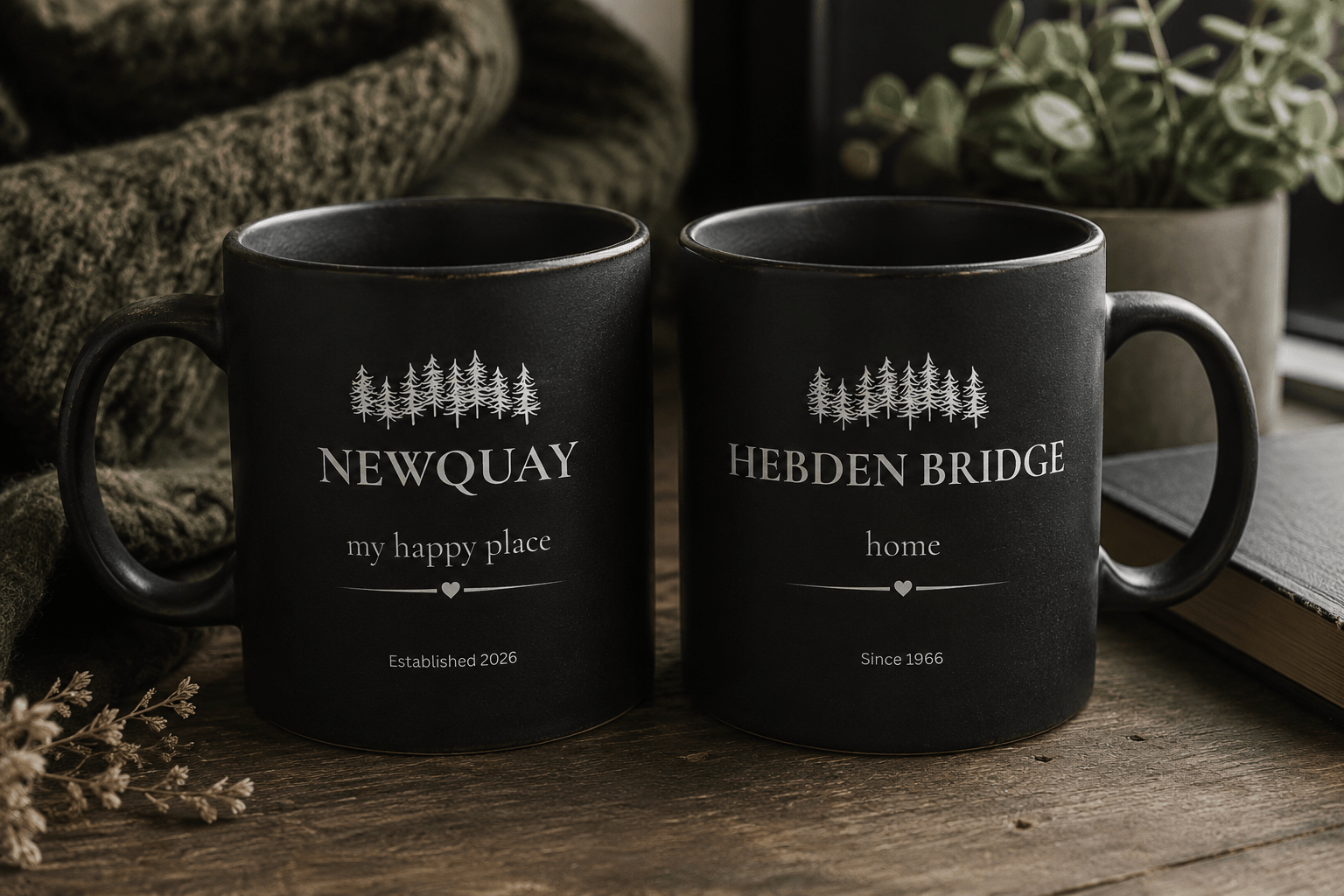 Personalised 'My Happy Place' Mug — Custom Location, Name & Year - AlleyCrafters
