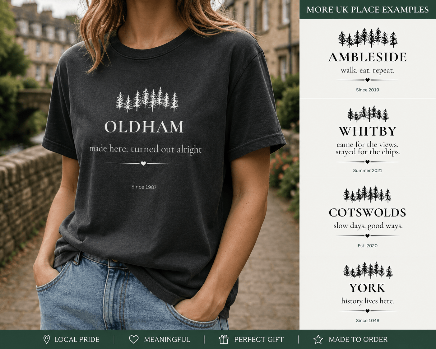 Personalised 'My Happy Place' T-Shirt — Custom Location, Name & Year - AlleyCrafters