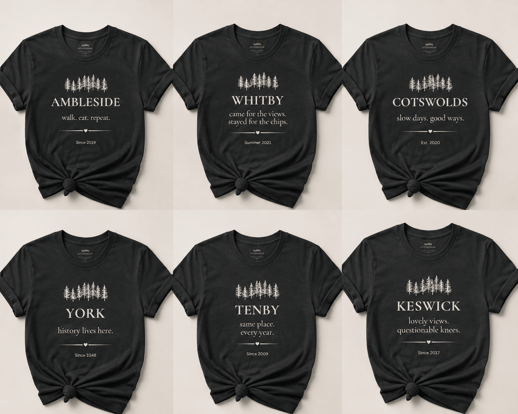 Personalised 'My Happy Place' T-Shirt — Custom Location, Name & Year - AlleyCrafters