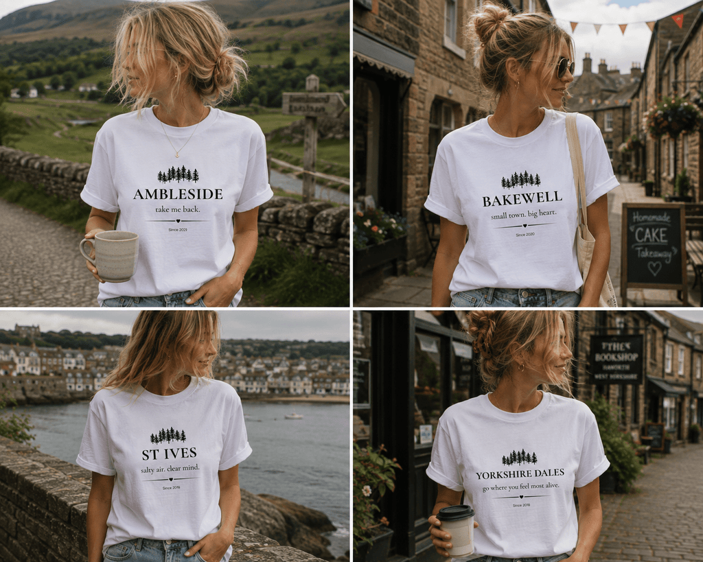 Personalised 'My Happy Place' T-Shirt — Custom Location, Name & Year - AlleyCrafters
