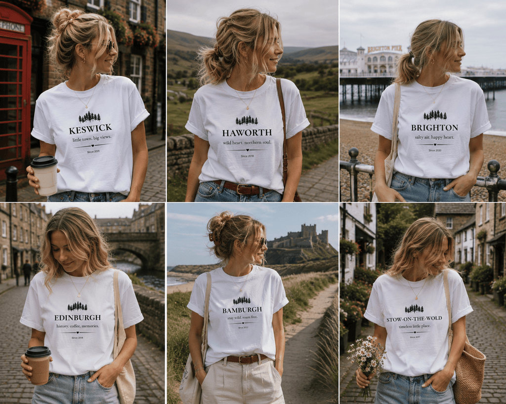 Personalised 'My Happy Place' T-Shirt — Custom Location, Name & Year - AlleyCrafters