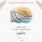 Personalised Coastal Tote Bag — Lighthouse & Cliffs Illustration with Custom Text & Year - AlleyCrafters