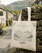 Personalised Mountain Tote Bag — Custom Location, Name & Date | Scenic Illustration - AlleyCrafters