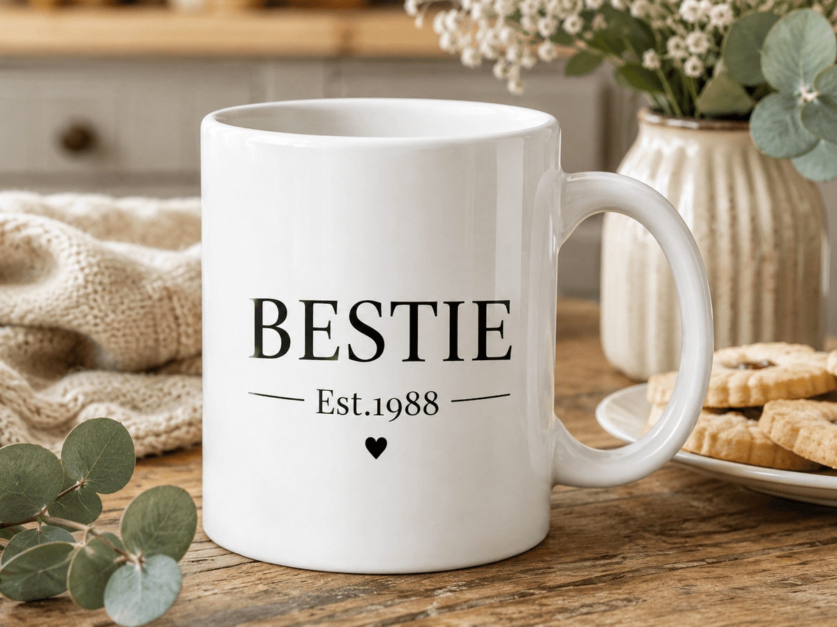 Best Friend Est. Year Mug | Personalised BFF Gift UK - AlleyCrafters