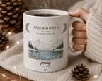 Personalised Snowdonia Scenic Mug — Lake & Mountain Illustration - AlleyCrafters