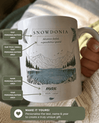 Personalised Snowdonia Scenic Mug — Lake & Mountain Illustration - AlleyCrafters