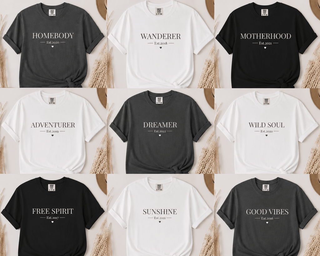 Personalised One Word T-Shirt – Add Any Name, Title or Word + Year - AlleyCrafters