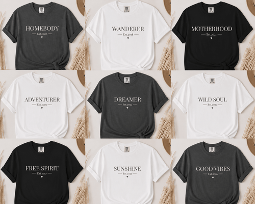 Personalised One Word T-Shirt – Add Any Name, Title or Word + Year - AlleyCrafters