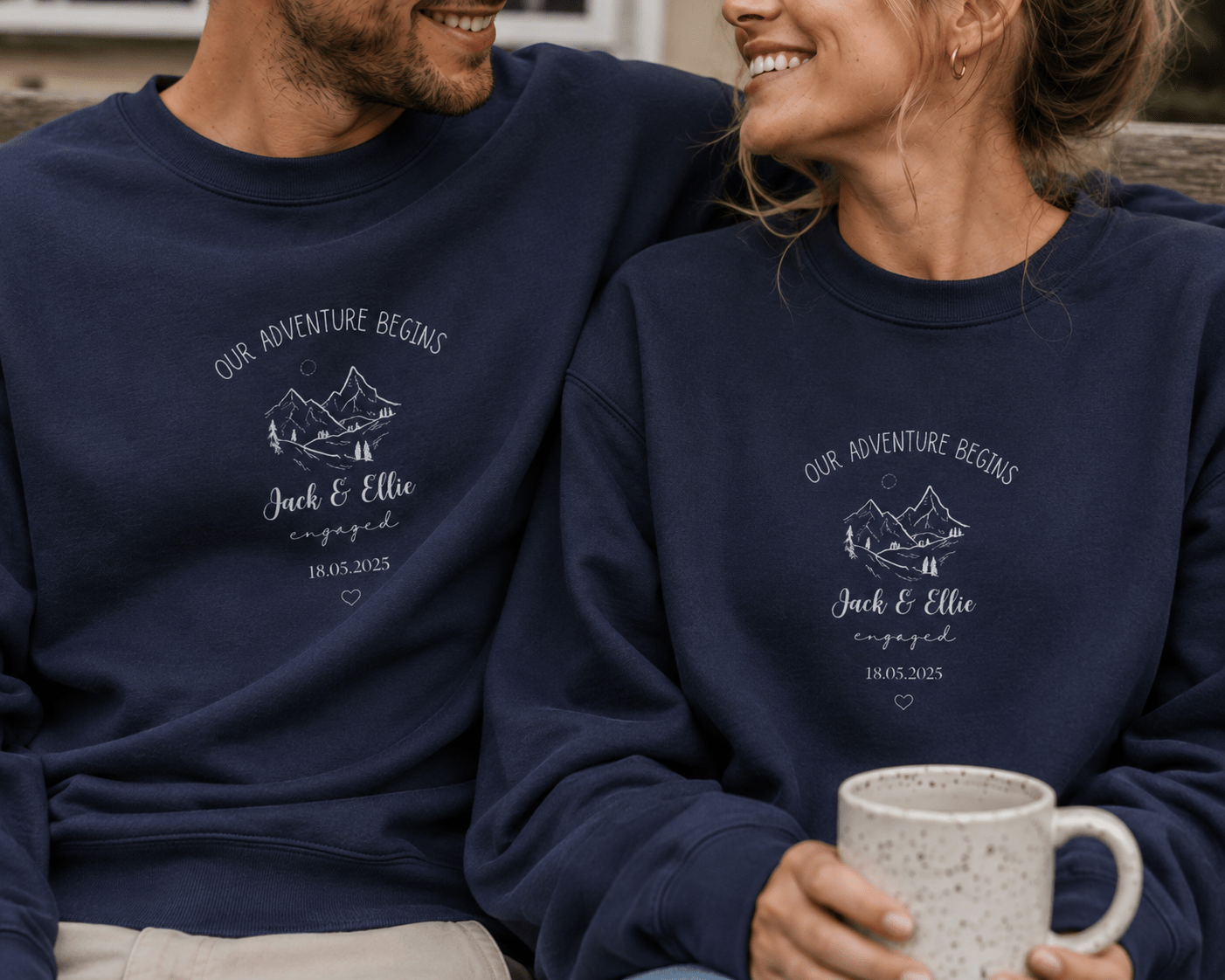 Personalised 'Our Adventure Begins' Sweatshirt | Custom Names | Couples Gift - AlleyCrafters
