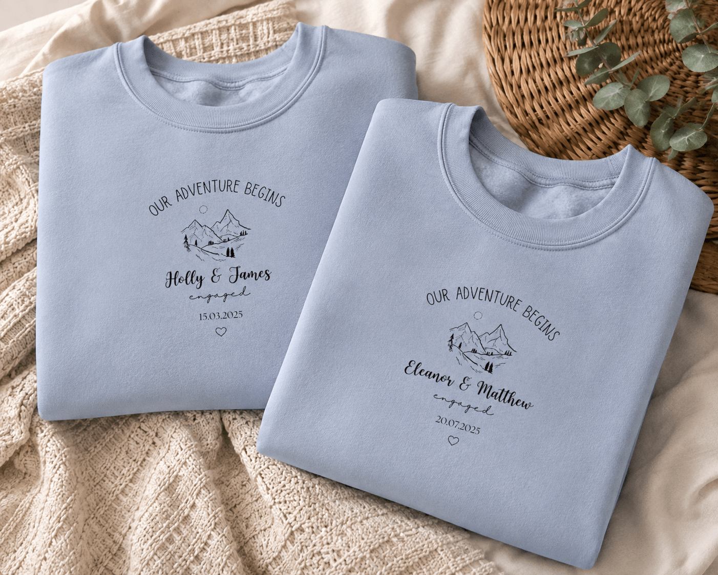 Personalised 'Our Adventure Begins' Sweatshirt | Custom Names | Couples Gift - AlleyCrafters