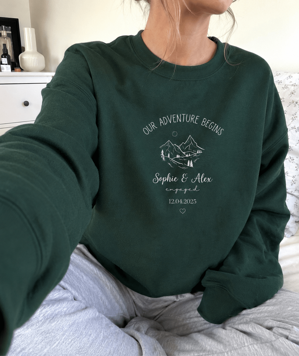 Personalised 'Our Adventure Begins' Sweatshirt | Custom Names | Couples Gift - AlleyCrafters