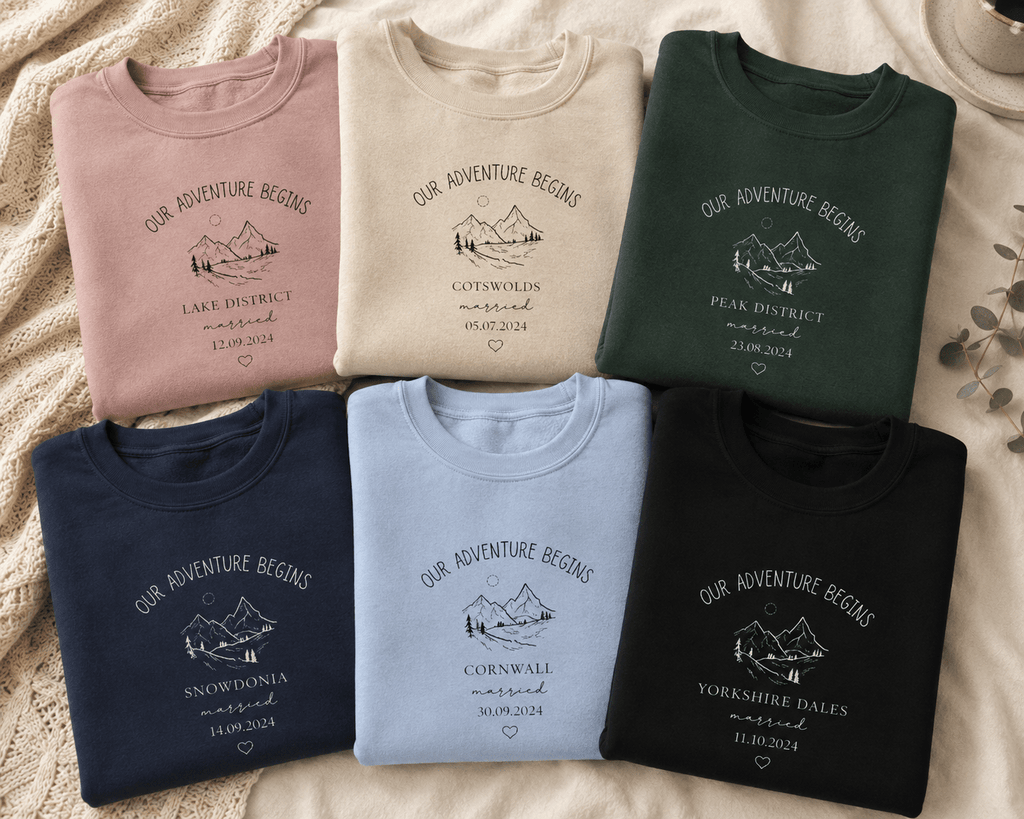 Personalised 'Our Adventure Begins' Sweatshirt | Custom Names | Couples Gift - AlleyCrafters