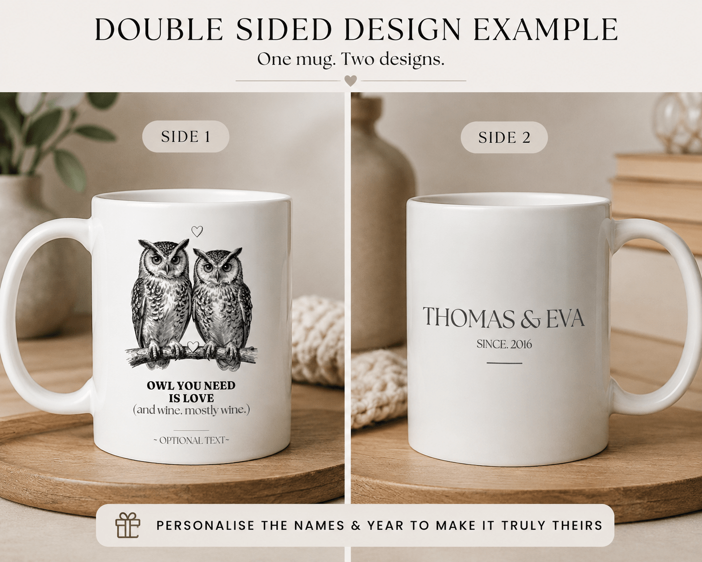 Owl You Need Is Love Mug | Funny Couples Coffee Cup | Romantic Gift for Her - AlleyCrafters