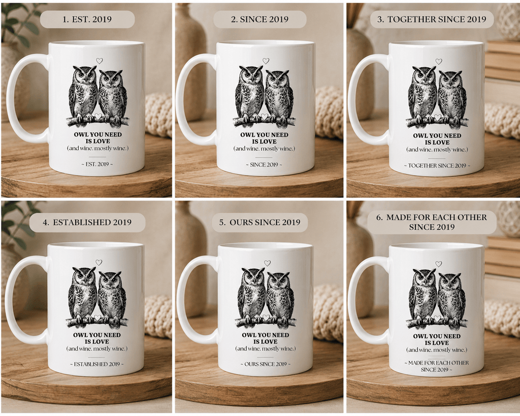 Owl You Need Is Love Mug | Funny Couples Coffee Cup | Romantic Gift for Her - AlleyCrafters