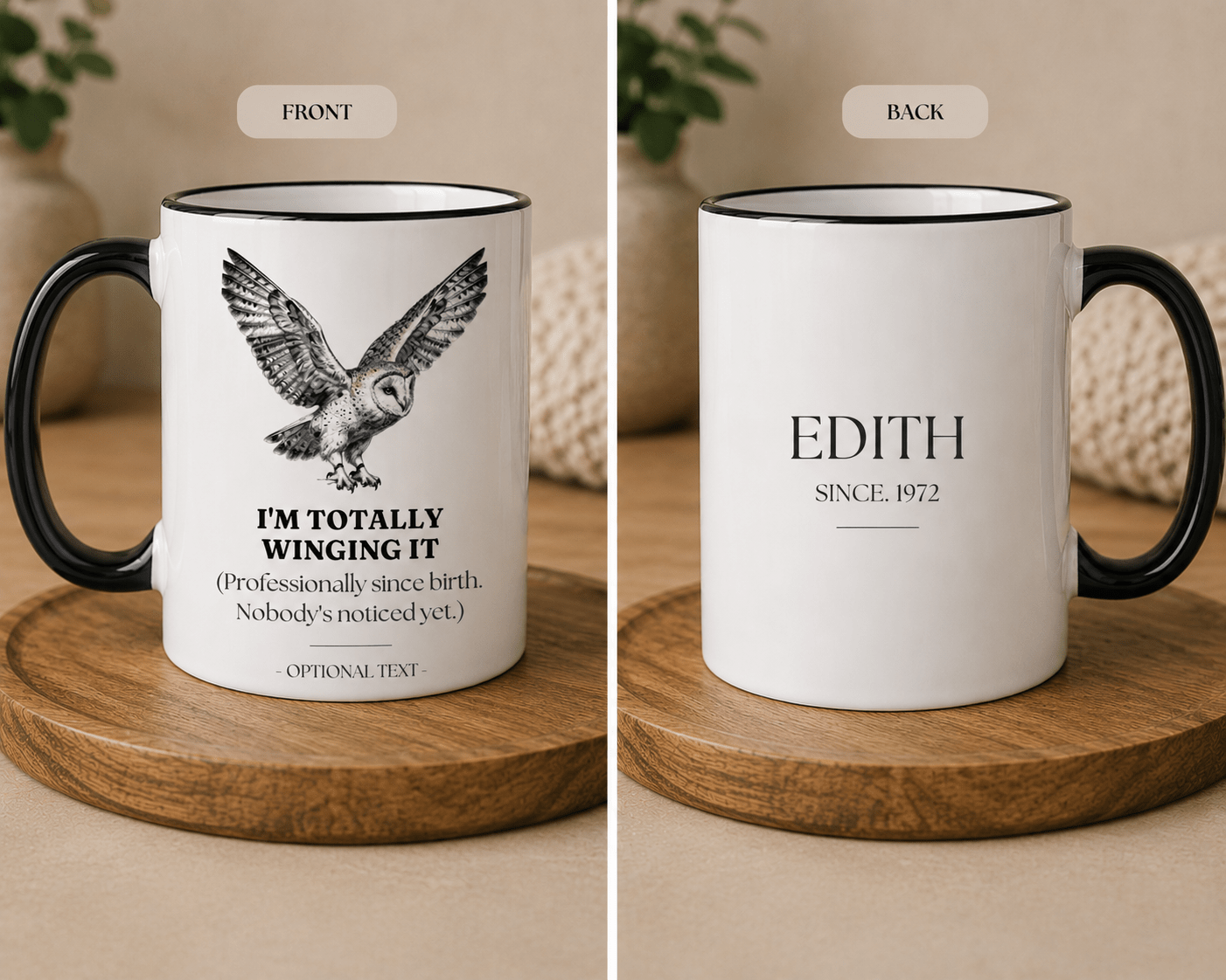 I'm Totally Winging It Mug | Funny Owl Coffee Cup | Sarcastic Gift for Her - AlleyCrafters
