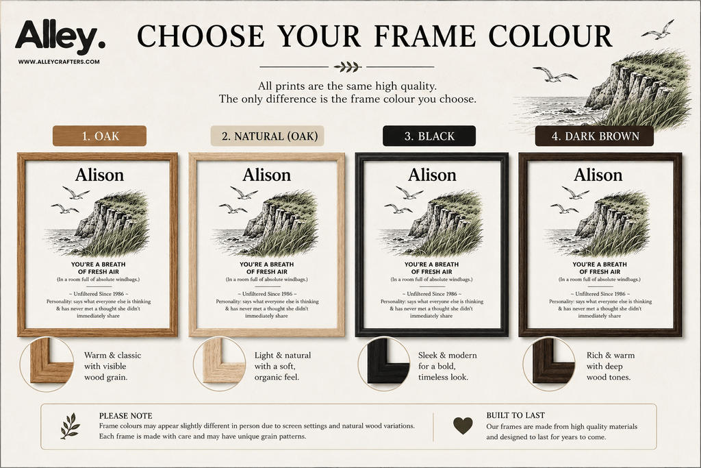 Personalised Coastal Name Art Framed Canvas Print with Quote - AlleyCrafters
